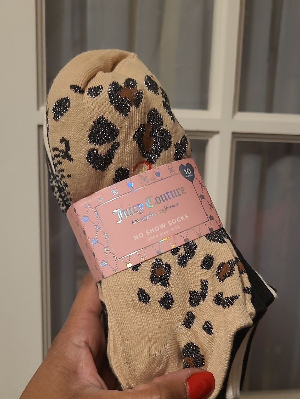 Juicy Couture Beige-Leopard-Black Gray-Tan - No-Show Socks - Pack